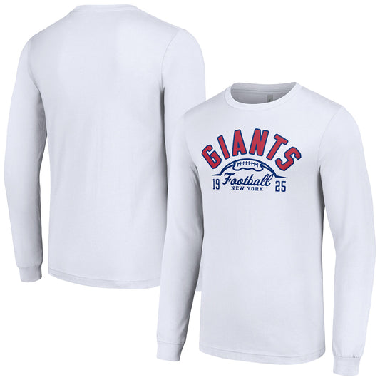 Men's Starter  White New York Giants Half Ball Team Long Sleeve T-Shirt