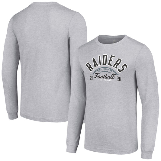 Men's Starter  Heather Gray Las Vegas Raiders Half Ball Team Long Sleeve T-Shirt