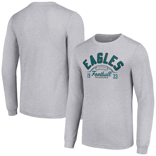 Men's Starter  Heather Gray Philadelphia Eagles Half Ball Team Long Sleeve T-Shirt