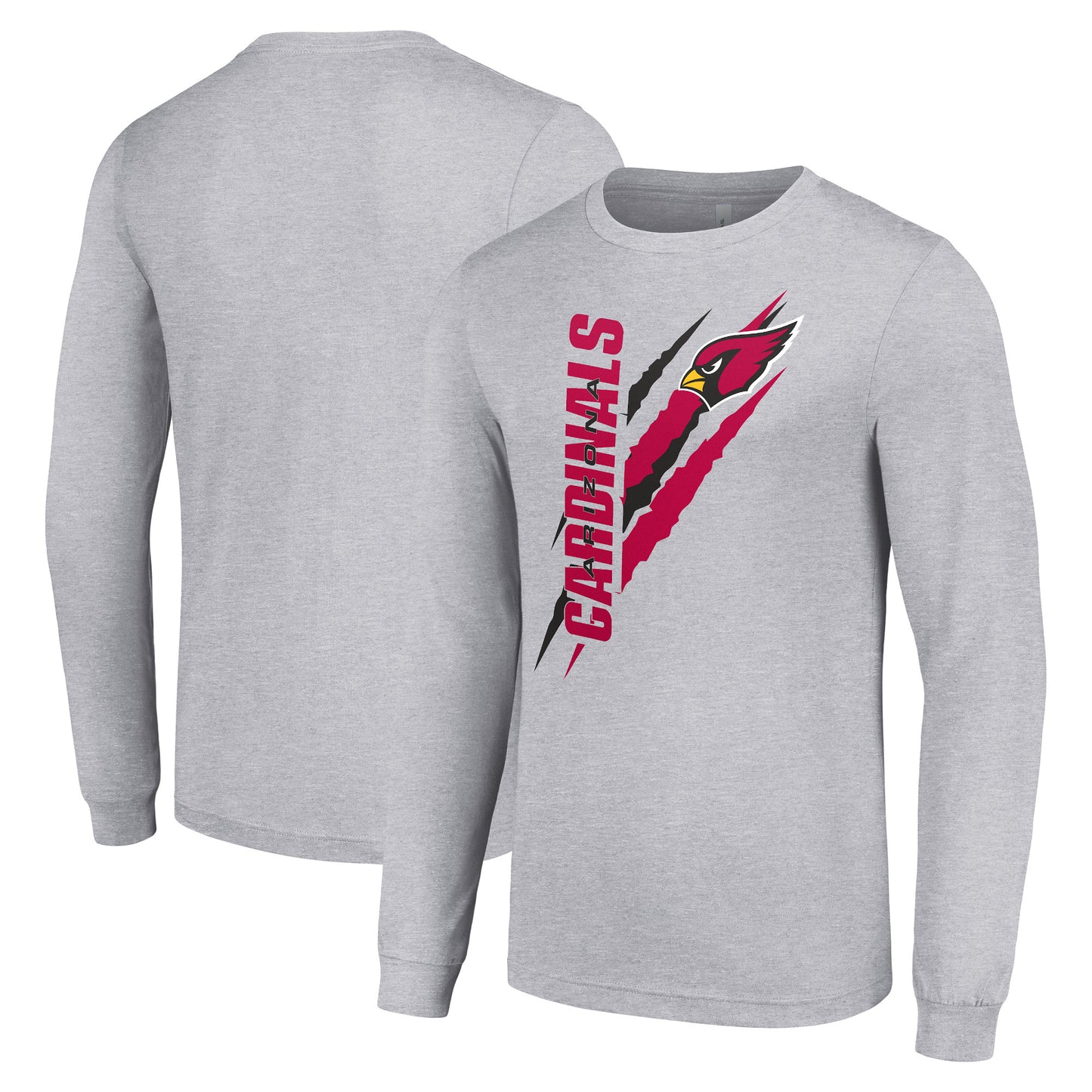 Men's Starter  Heather Gray Arizona Cardinals Color Scratch Long Sleeve T-Shirt