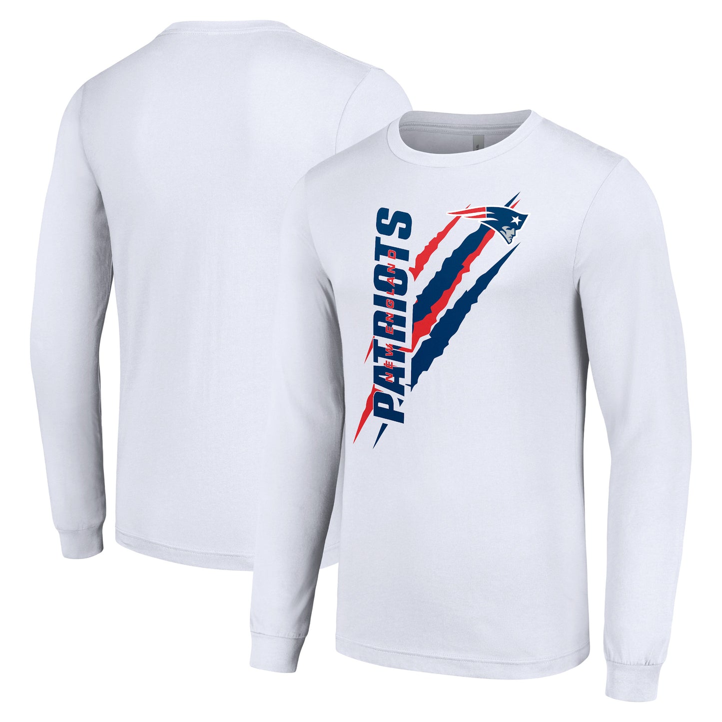 Men's Starter  White New England Patriots Color Scratch Long Sleeve T-Shirt