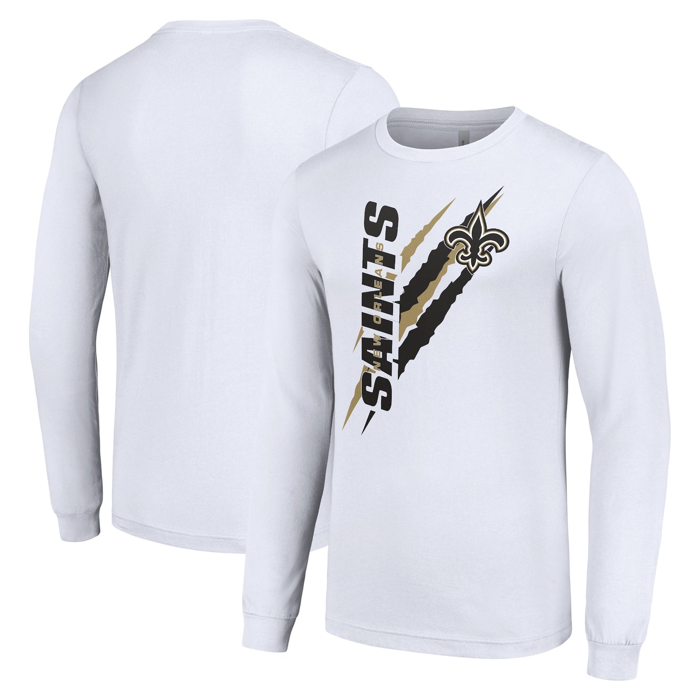 Men's Starter  White New Orleans Saints Color Scratch Long Sleeve T-Shirt