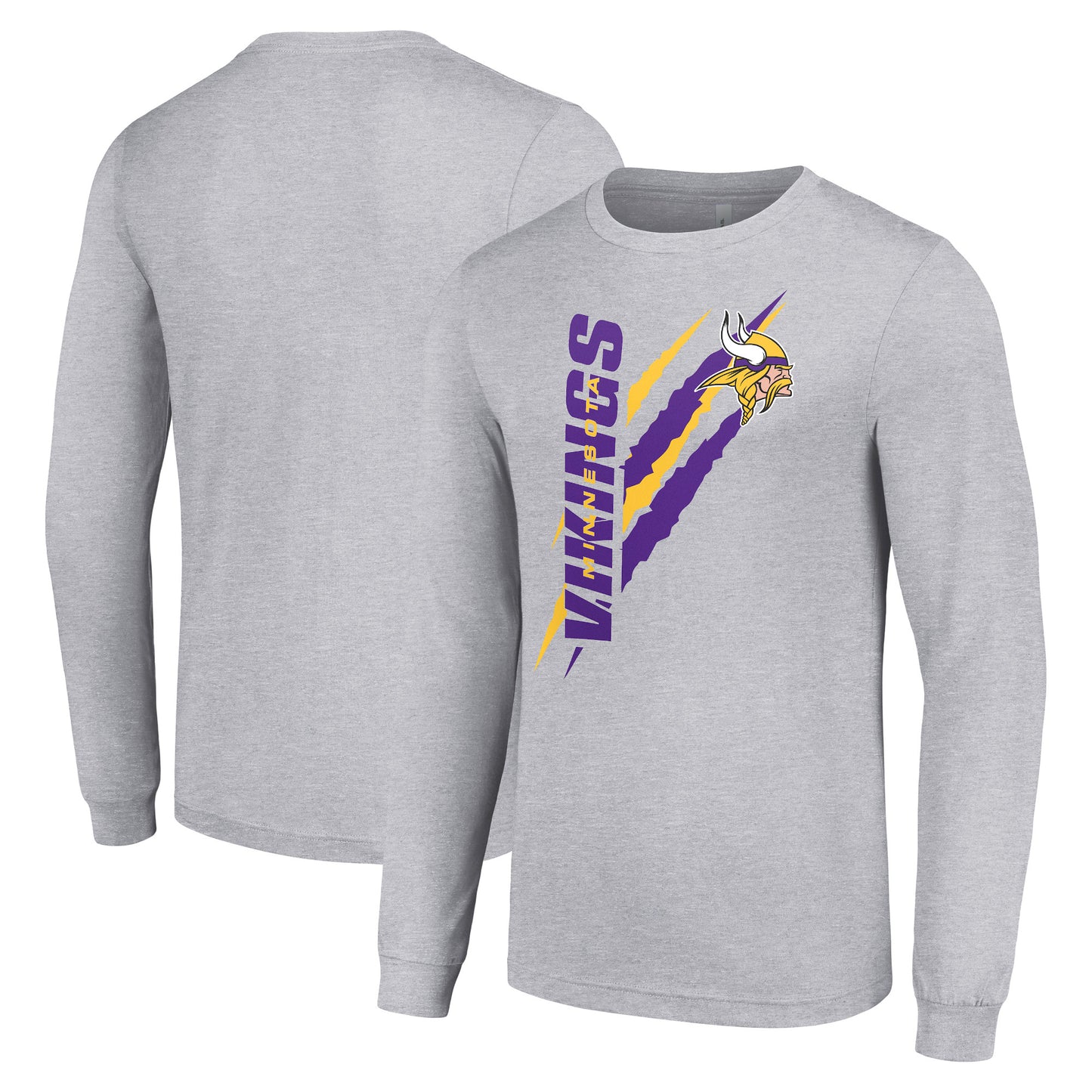 Men's Starter  Heather Gray Minnesota Vikings Color Scratch Long Sleeve T-Shirt