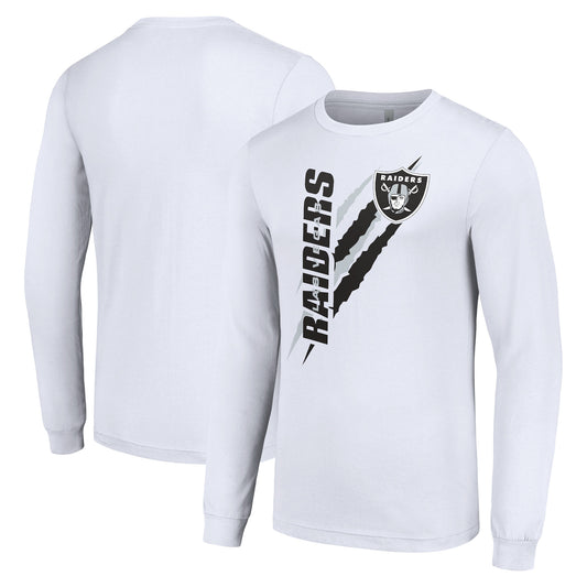 Men's Starter  White Las Vegas Raiders Color Scratch Long Sleeve T-Shirt