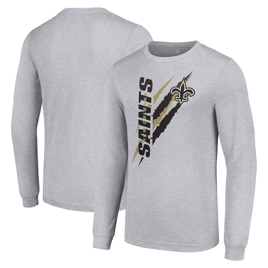 Men's Starter  Heather Gray New Orleans Saints Color Scratch Long Sleeve T-Shirt