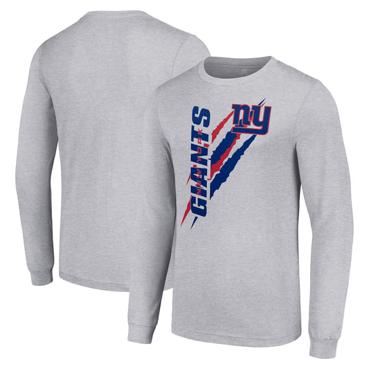 Men's Starter  Heather Gray New York Giants Color Scratch Long Sleeve T-Shirt