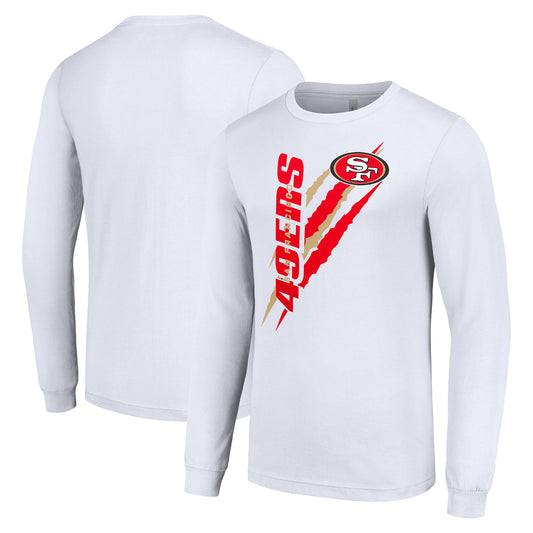 Men's Starter  White San Francisco 49ers Color Scratch Long Sleeve T-Shirt