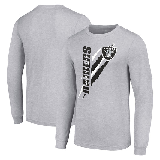 Men's Starter  Heather Gray Las Vegas Raiders Color Scratch Long Sleeve T-Shirt