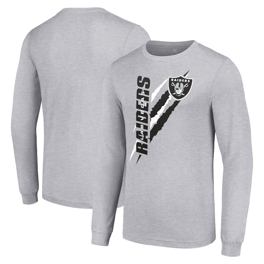 Men's Starter  Heather Gray Las Vegas Raiders Color Scratch Long Sleeve T-Shirt