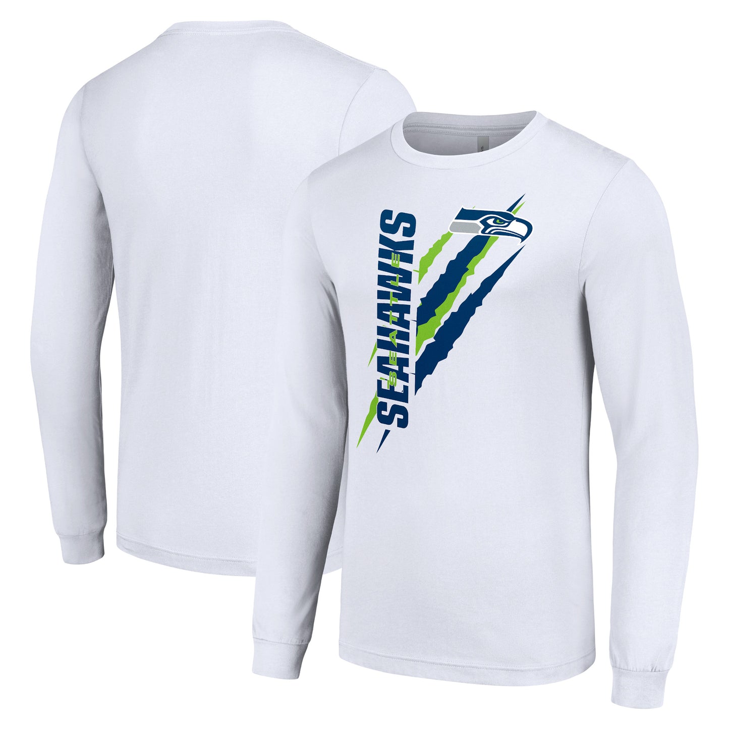 Men's Starter  White Seattle Seahawks Color Scratch Long Sleeve T-Shirt