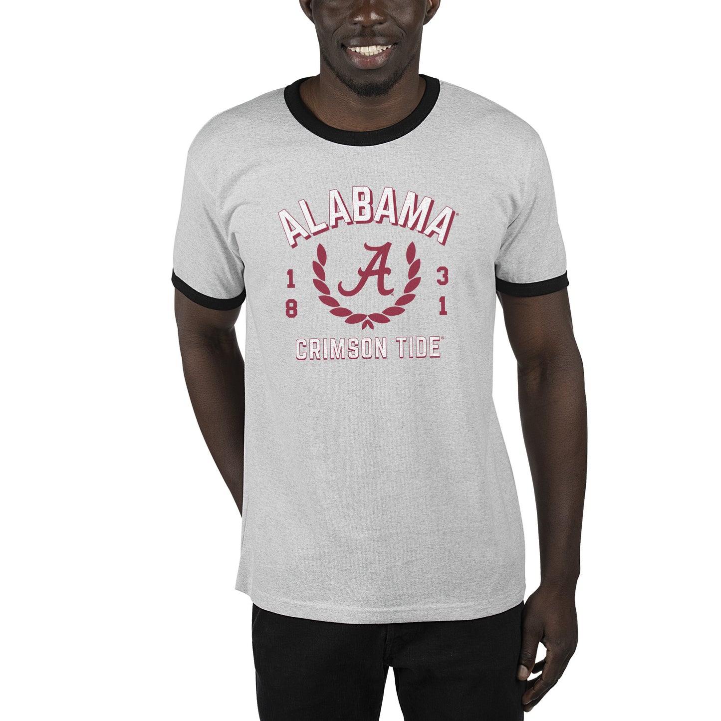 Men's Uscape Apparel Ash/Black Alabama Crimson Tide Renew Ringer T-Shirt