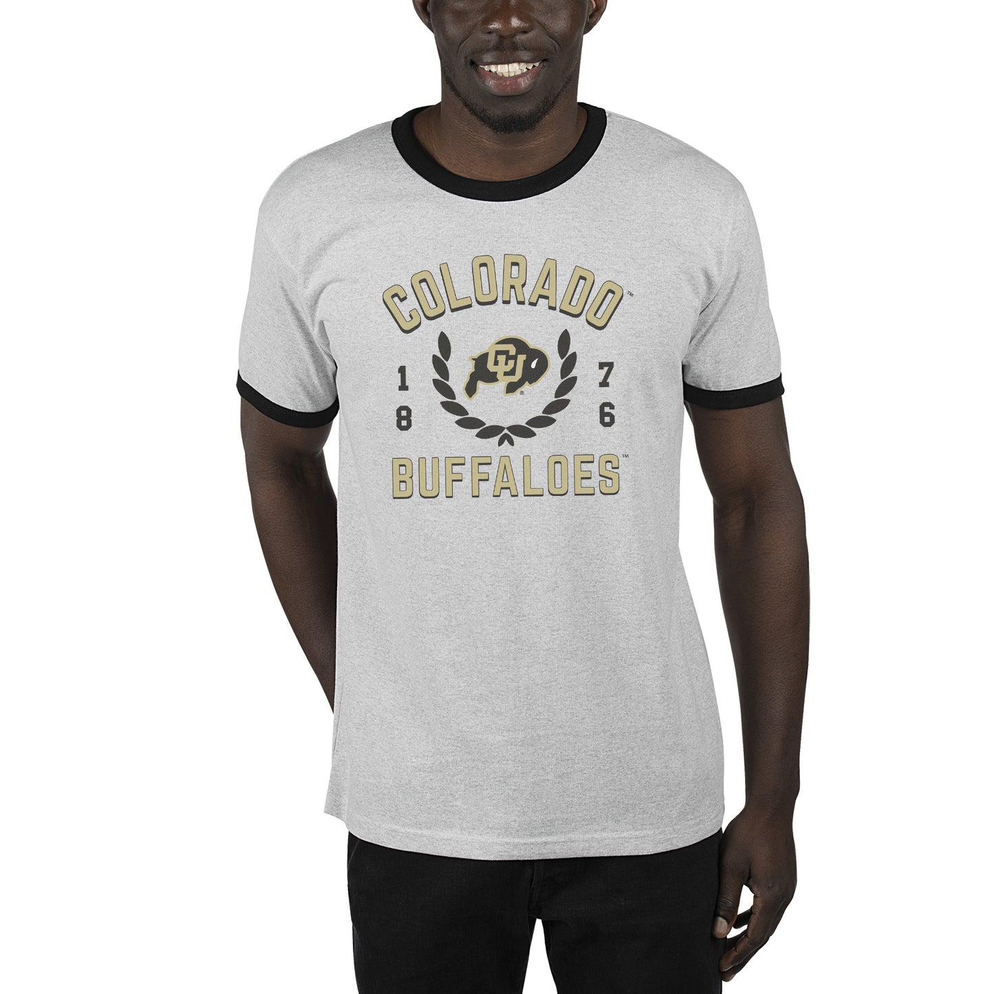 Men's Uscape Apparel Ash/Black Colorado Buffaloes Renew Ringer T-Shirt