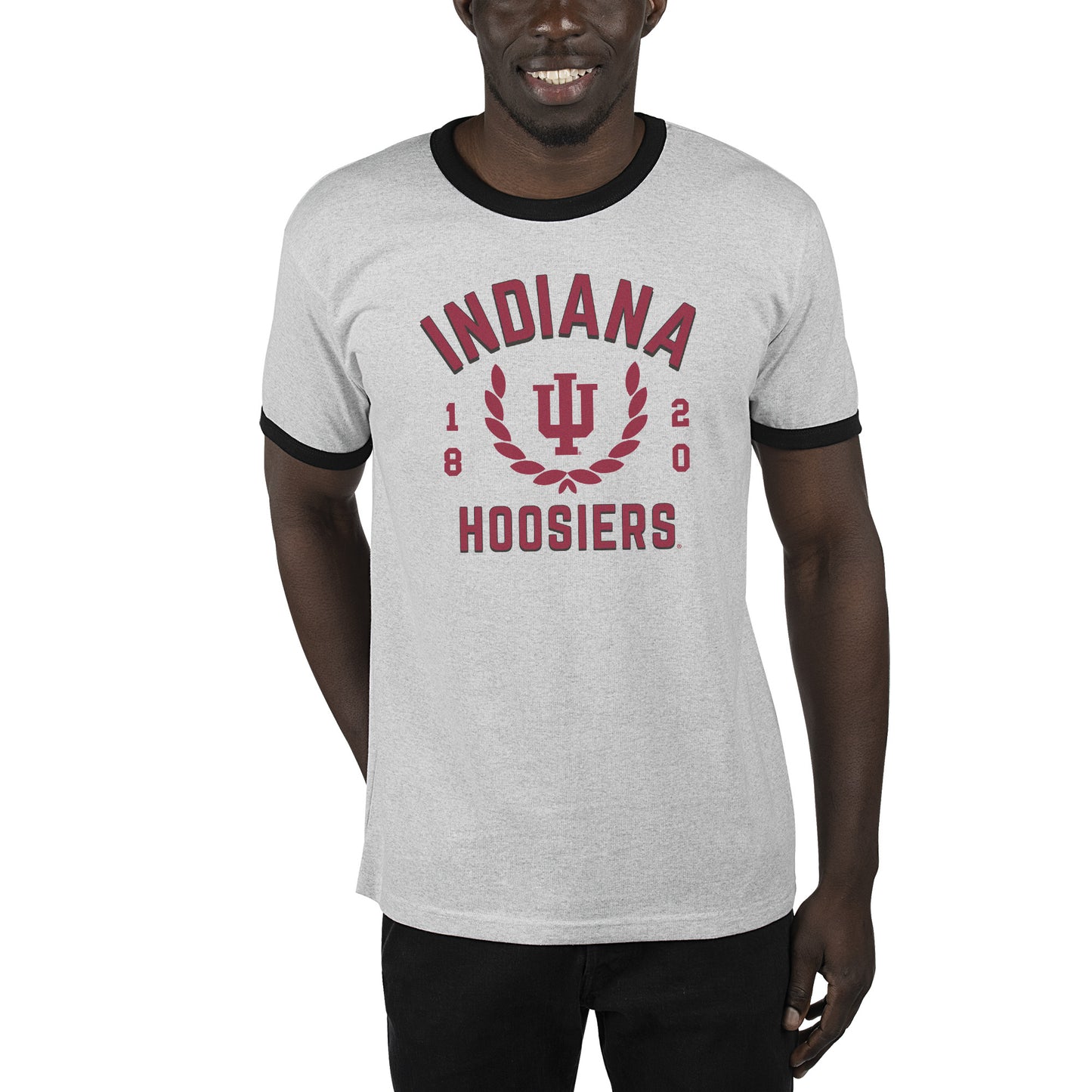 Men's Uscape Apparel Ash/Black Indiana Hoosiers Renew Ringer T-Shirt