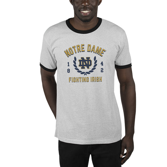 Men's Uscape Apparel Ash/Black Notre Dame Fighting Irish Renew Ringer T-Shirt