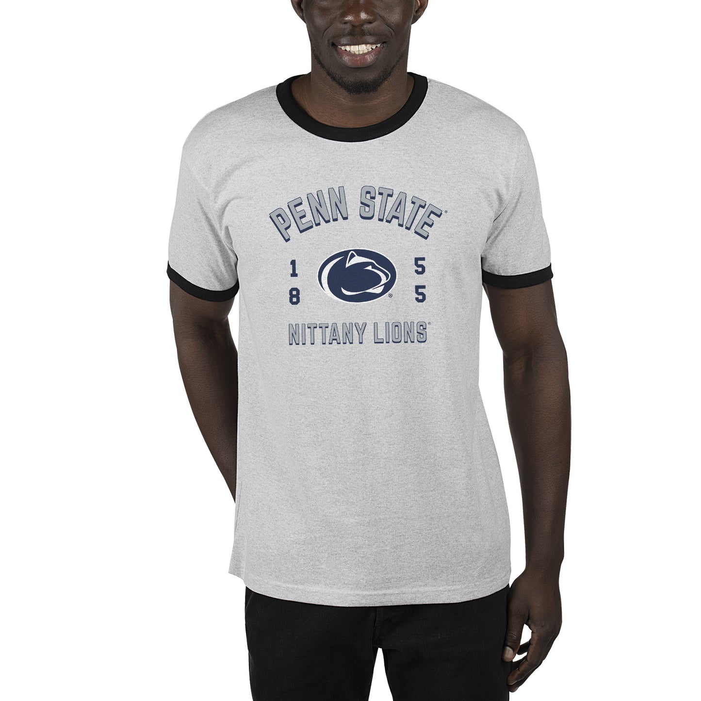 Men's Uscape Apparel Ash/Black Penn State Nittany Lions Renew Ringer T-Shirt
