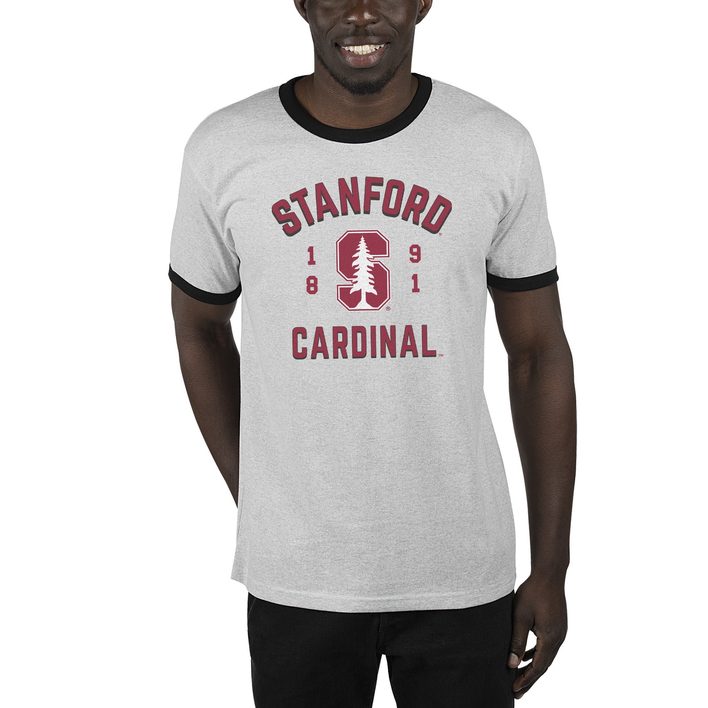 Men's Uscape Apparel Ash/Black Stanford Cardinal Renew Ringer T-Shirt