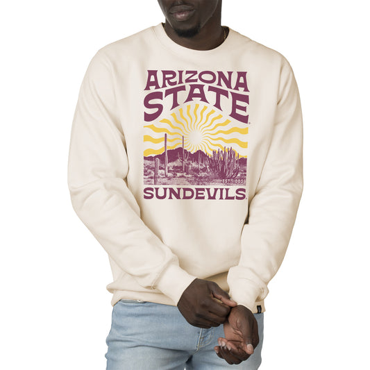 Men's Uscape Apparel Cream Arizona State Sun Devils Premium Heavyweight Crew Neck Sweatshirt