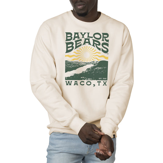 Men's Uscape Apparel Cream Baylor Bears Premium Heavyweight Crew Neck Sweatshirt