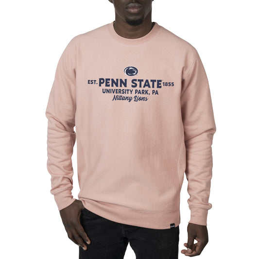 Men's Uscape Apparel Pink Penn State Nittany Lions Premium Heavyweight Crew Neck Sweatshirt