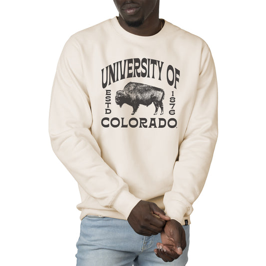 Men's Uscape Apparel Cream Colorado Buffaloes Premium Heavyweight Crew Neck Sweatshirt