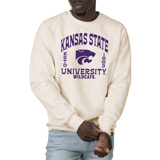 Men's Uscape Apparel Cream Kansas State Wildcats Premium Heavyweight Crew Neck Sweatshirt