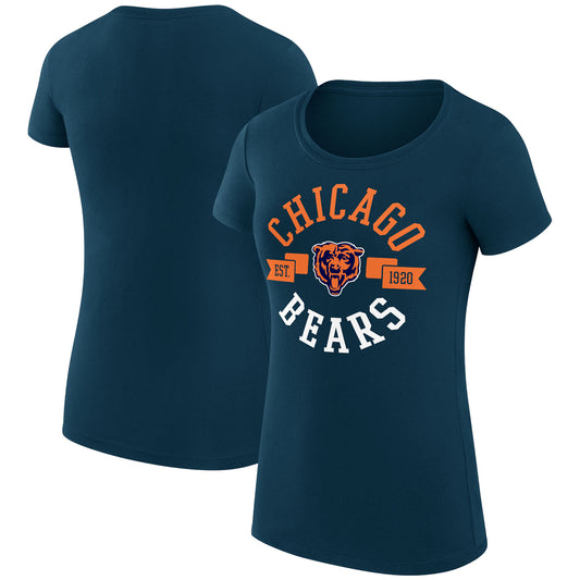Women's G-III 4Her by Carl Banks Navy Chicago Bears City Team Graphic Lightweight Fitted Crewneck T-Shirt