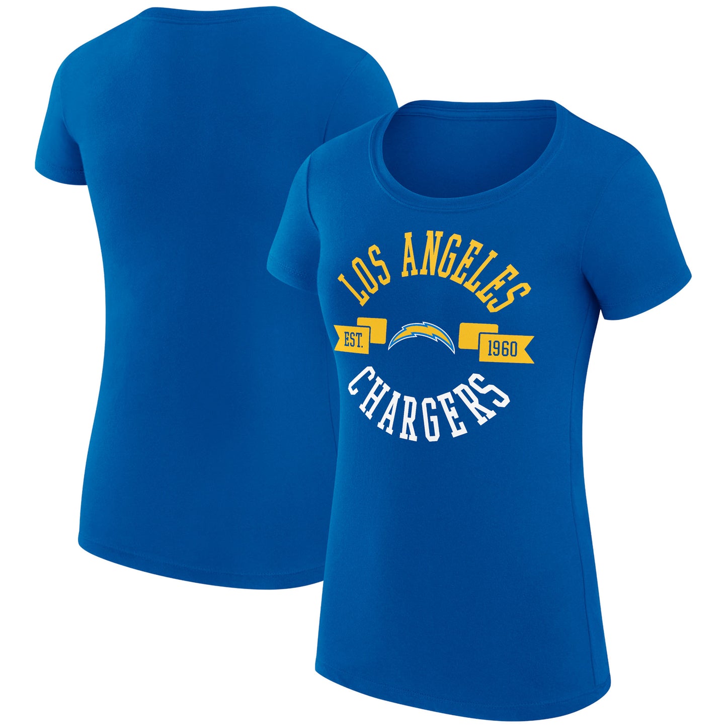 Women's G-III 4Her by Carl Banks Royal Los Angeles Chargers City Team Graphic Lightweight Fitted Crewneck T-Shirt