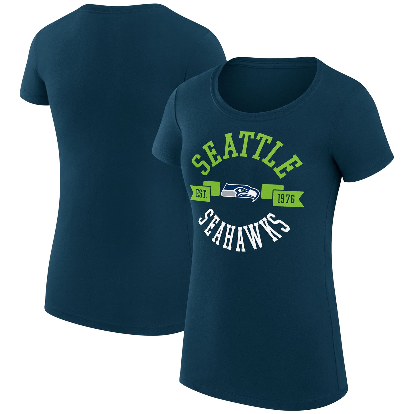 Women's G-III 4Her by Carl Banks Navy Seattle Seahawks City Team Graphic Lightweight Fitted Crewneck T-Shirt