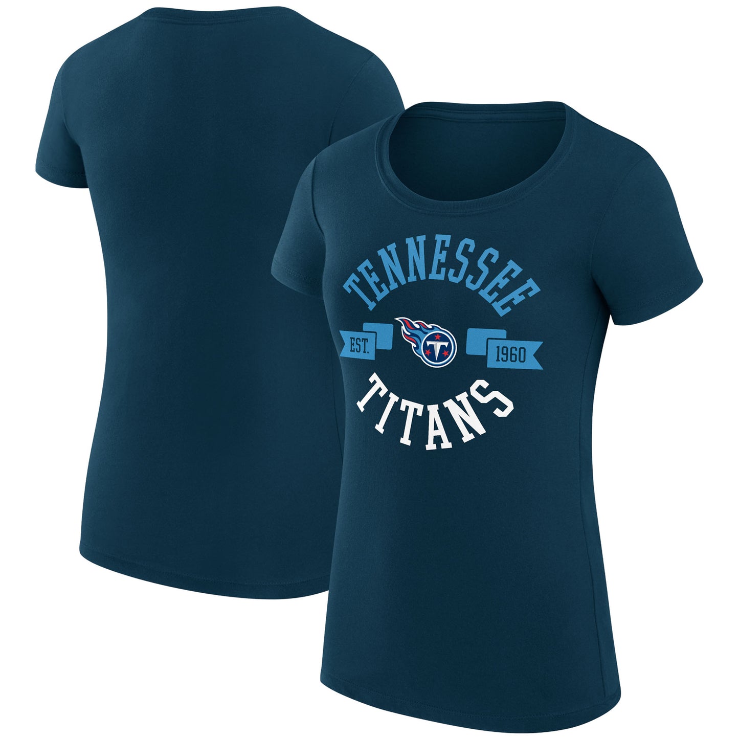 Women's G-III 4Her by Carl Banks Navy Tennessee Titans City Team Graphic Lightweight Fitted Crewneck T-Shirt