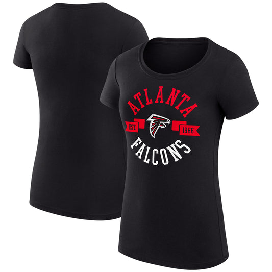 Women's G-III 4Her by Carl Banks Black Atlanta Falcons City Team Graphic Lightweight Fitted Crewneck T-Shirt