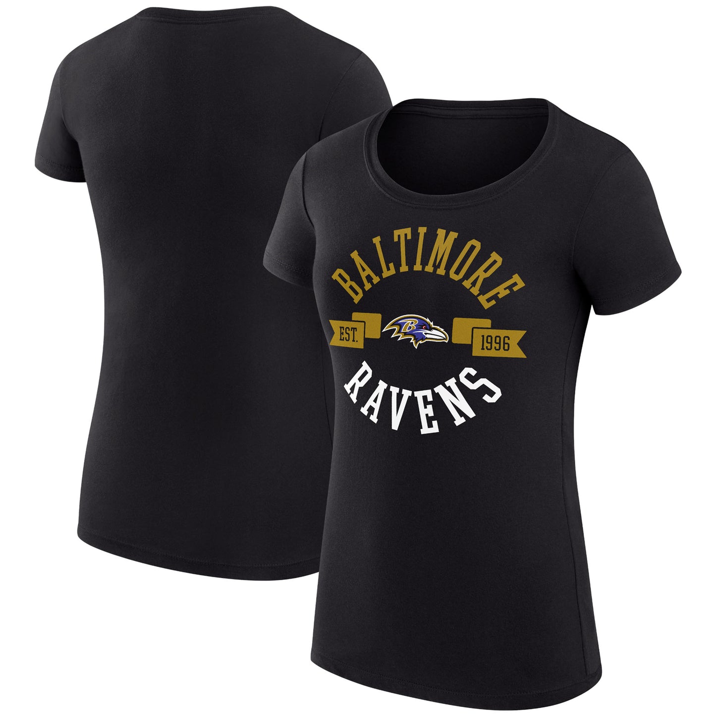 Women's G-III 4Her by Carl Banks Black Baltimore Ravens City Team Graphic Lightweight Fitted Crewneck T-Shirt