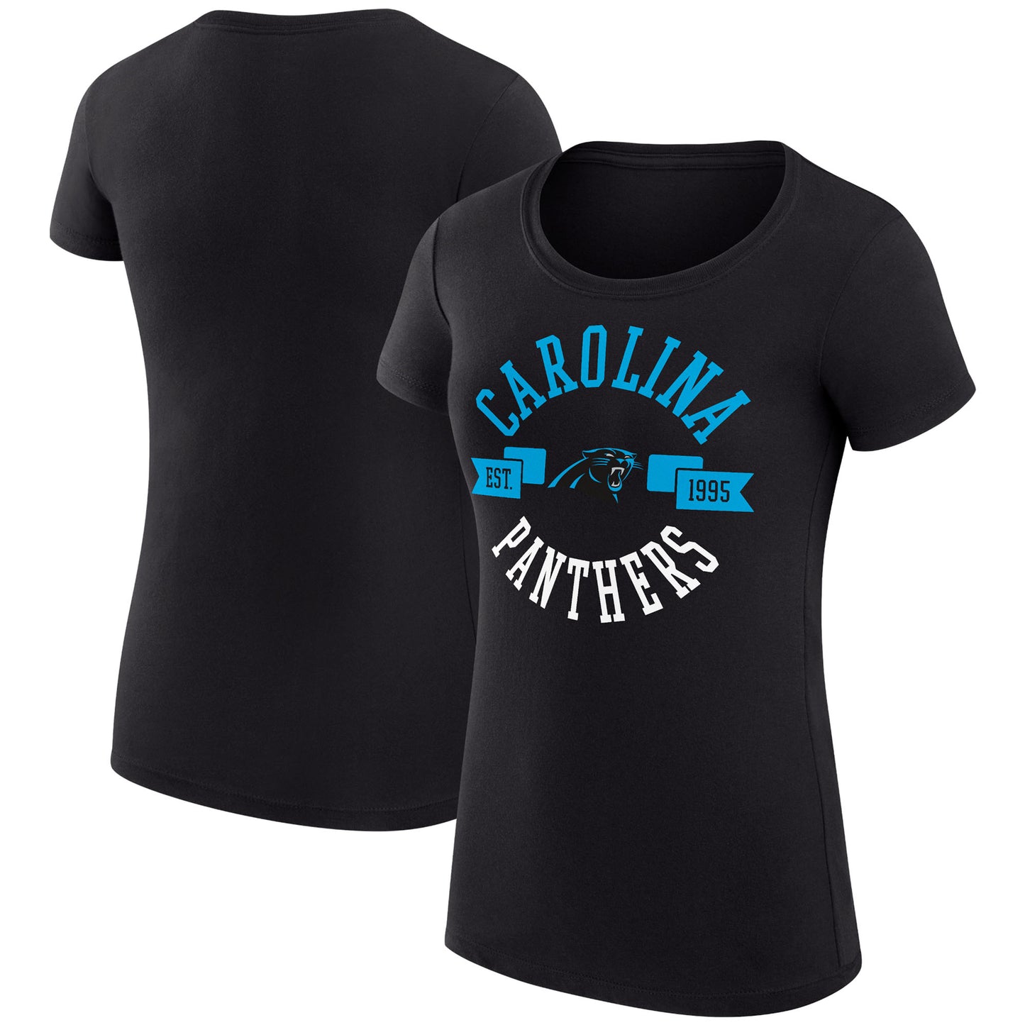 Women's G-III 4Her by Carl Banks Black Carolina Panthers City Team Graphic Lightweight Fitted Crewneck T-Shirt