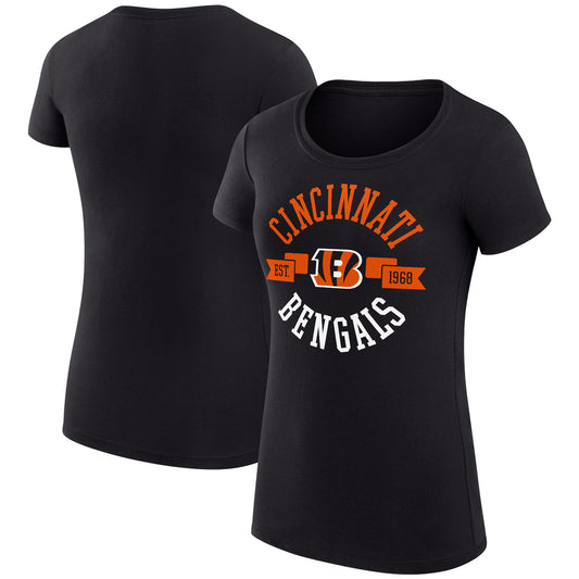 Women's G-III 4Her by Carl Banks Black Cincinnati Bengals City Team Graphic Lightweight Fitted Crewneck T-Shirt