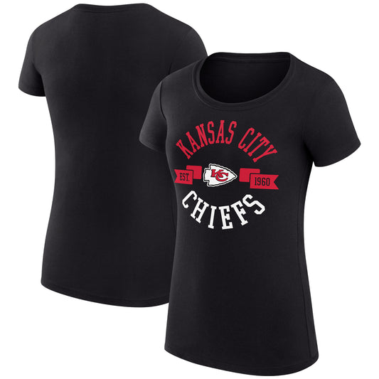 Women's G-III 4Her by Carl Banks Black Kansas City Chiefs City Team Graphic Lightweight Fitted Crewneck T-Shirt