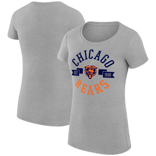 Women's G-III 4Her by Carl Banks Heather Gray Chicago Bears City Team Graphic Lightweight Fitted Crewneck T-Shirt