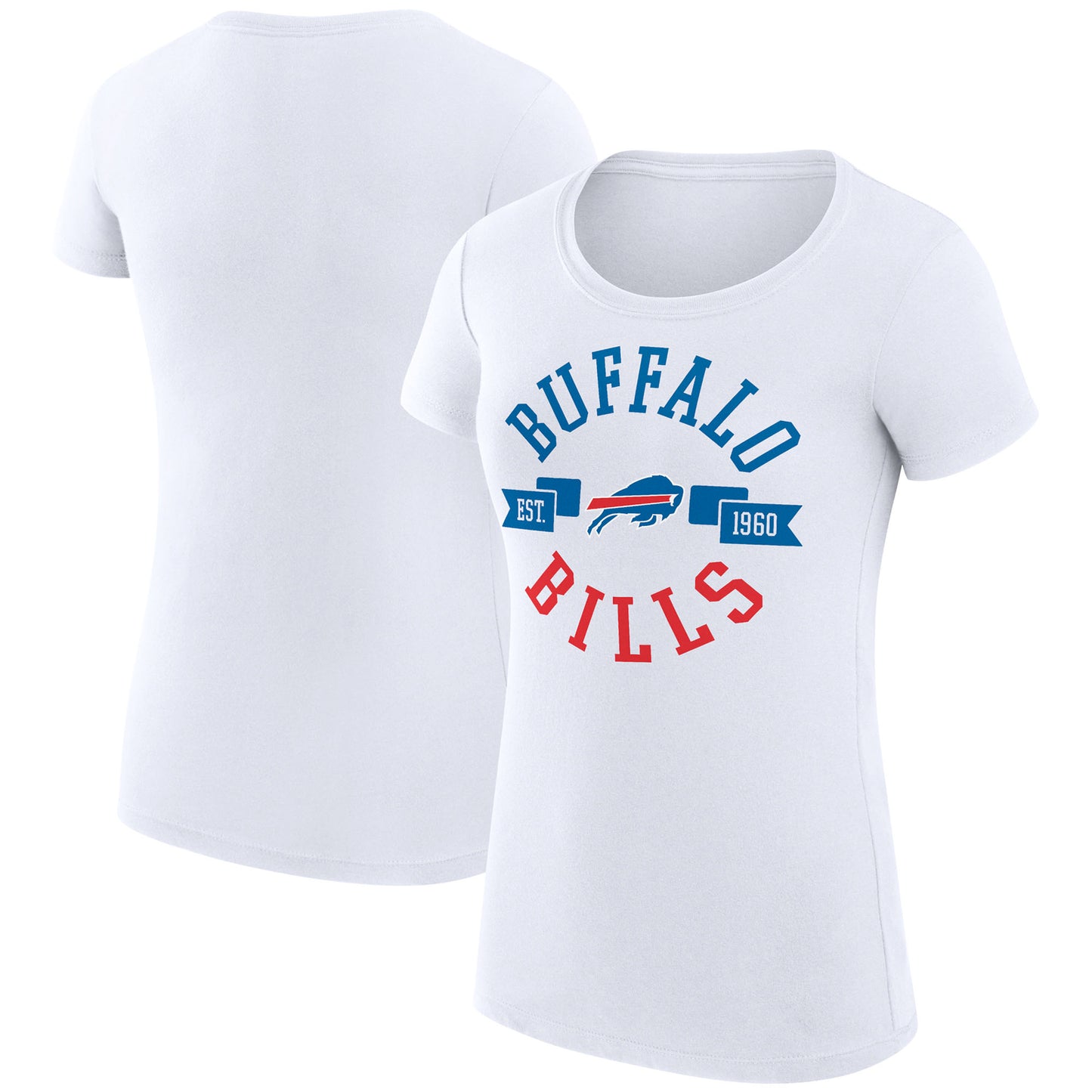 Women's G-III 4Her by Carl Banks White Buffalo Bills City Team Graphic Lightweight Fitted Crewneck T-Shirt