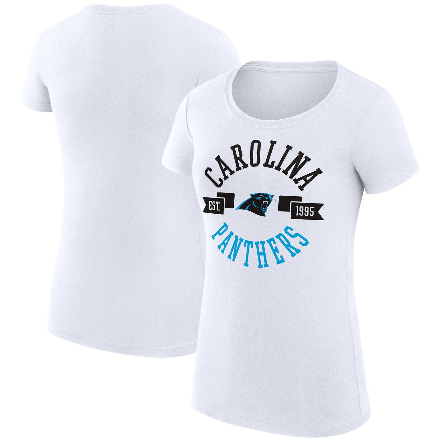 Women's G-III 4Her by Carl Banks White Carolina Panthers City Team Graphic Lightweight Fitted Crewneck T-Shirt