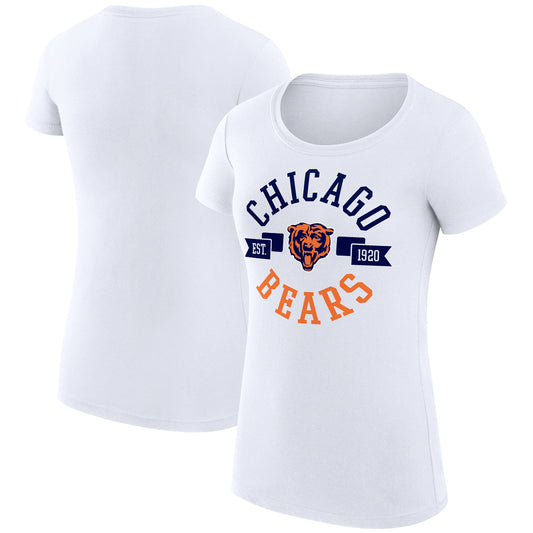 Women's G-III 4Her by Carl Banks White Chicago Bears City Team Graphic Lightweight Fitted Crewneck T-Shirt