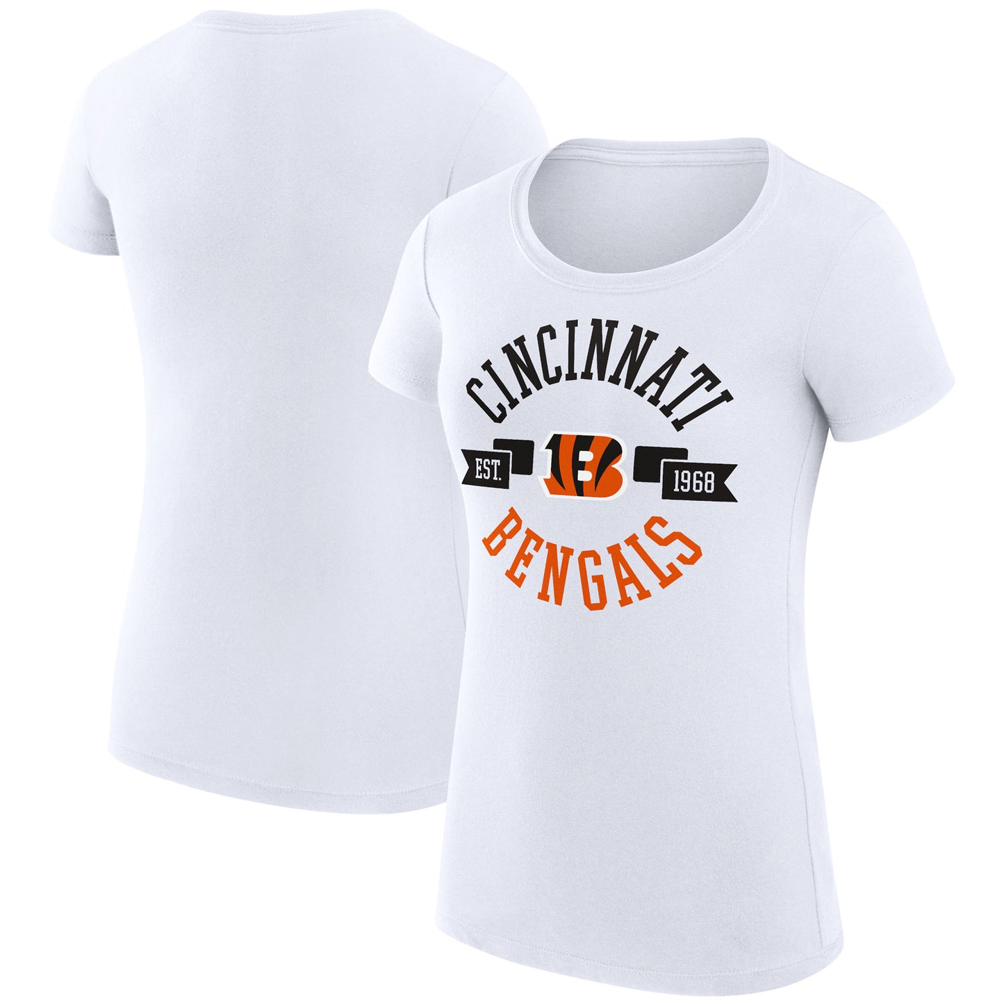 Women's G-III 4Her by Carl Banks White Cincinnati Bengals City Team Graphic Lightweight Fitted Crewneck T-Shirt