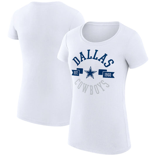 Women's G-III 4Her by Carl Banks White Dallas Cowboys City Team Graphic Lightweight Fitted Crewneck T-Shirt