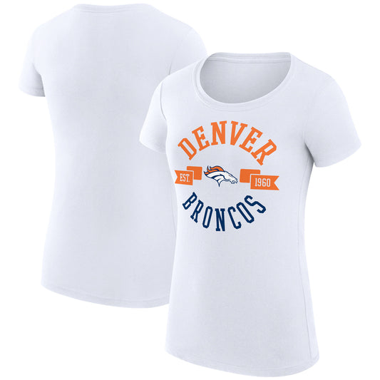 Women's G-III 4Her by Carl Banks White Denver Broncos City Team Graphic Lightweight Fitted Crewneck T-Shirt