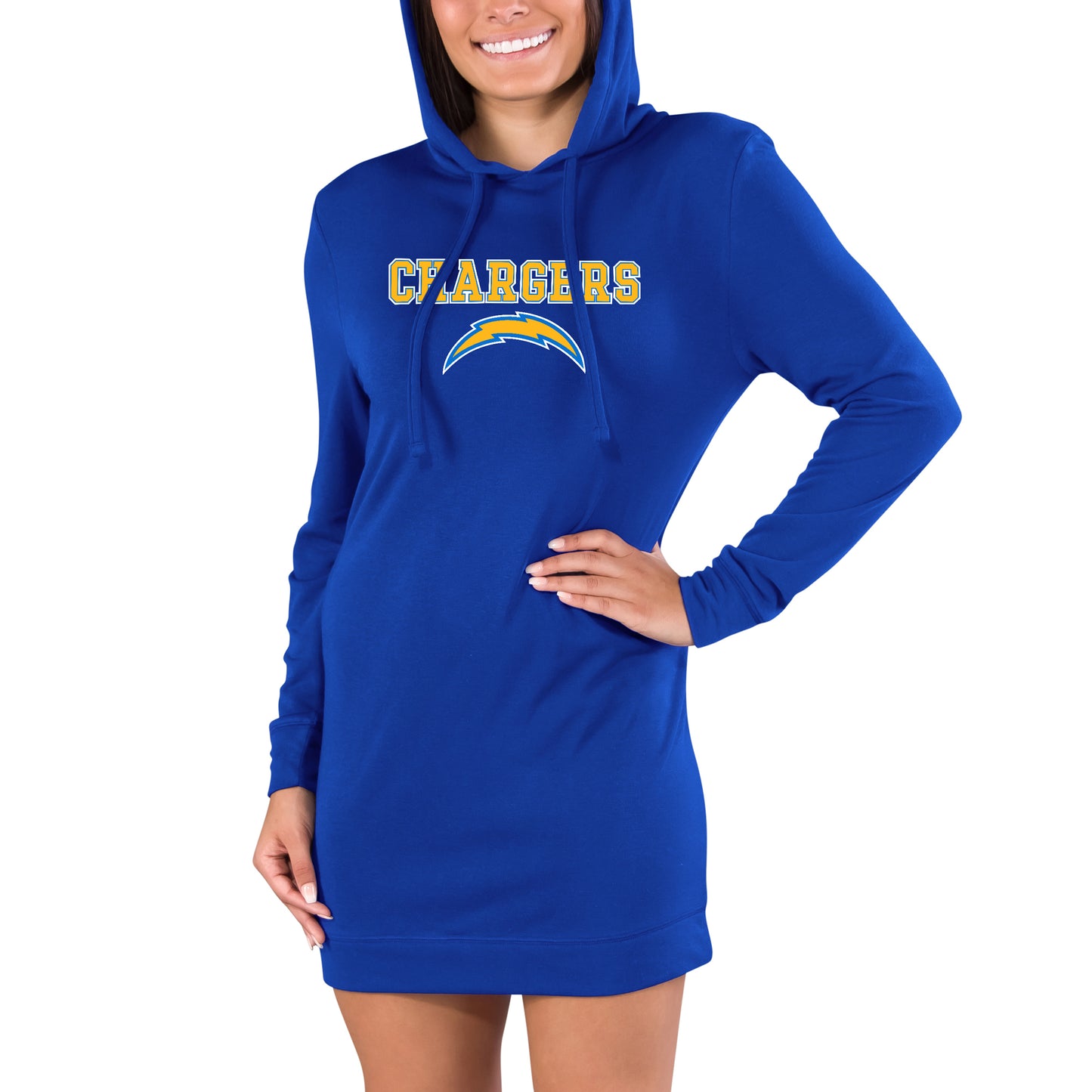 Women's Concepts Sport Royal Los Angeles Chargers Gather Long Sleeve Hoodie Nightshirt