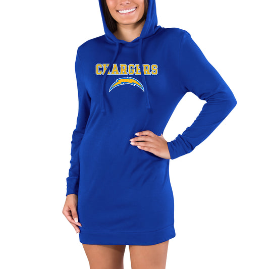 Women's Concepts Sport Royal Los Angeles Chargers Gather Long Sleeve Hoodie Nightshirt