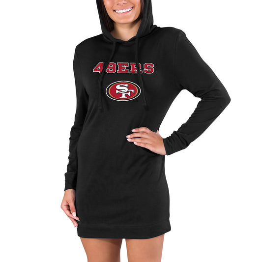 Women's Concepts Sport Black San Francisco 49ers Gather Long Sleeve Hoodie Nightshirt