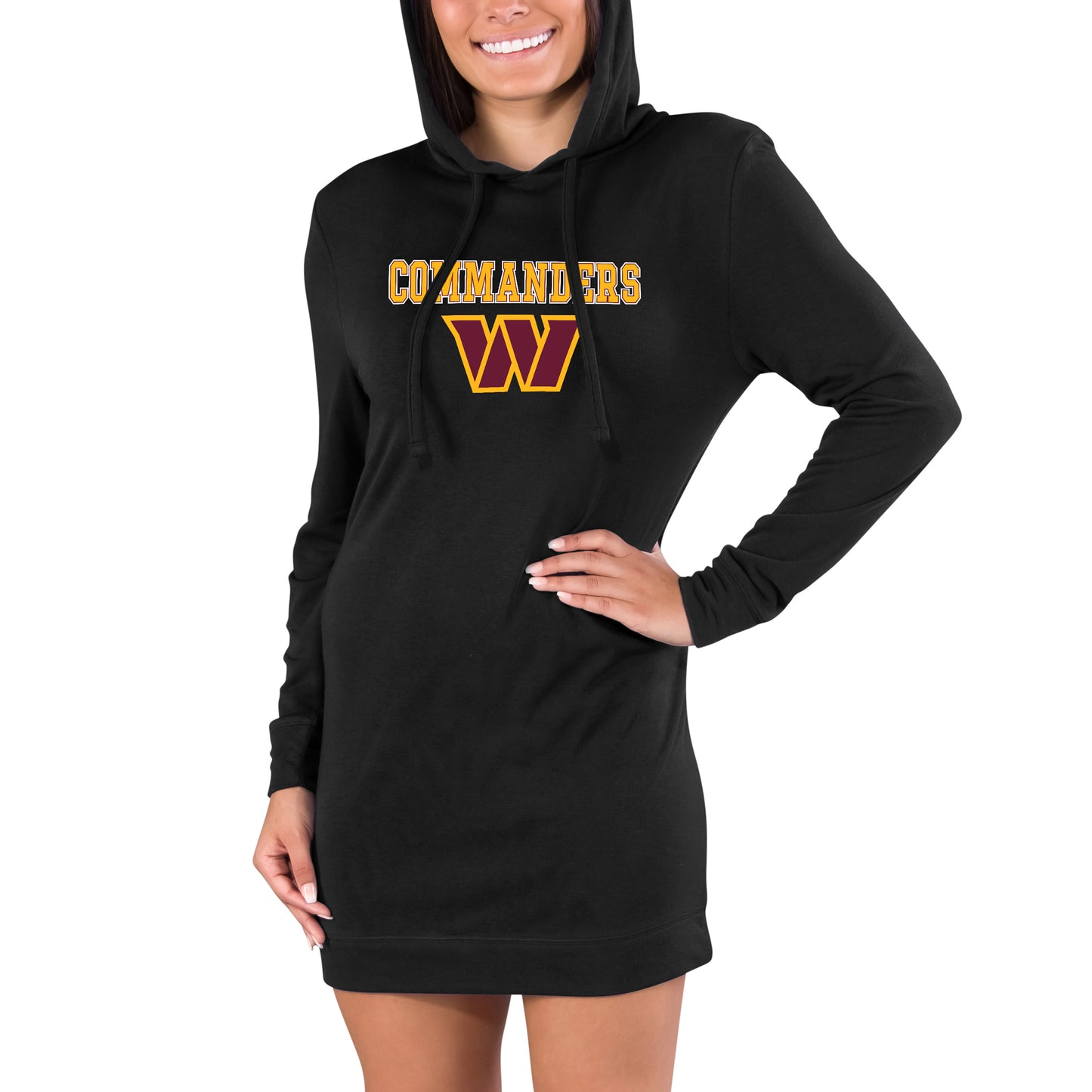 Women's Concepts Sport Black Washington Commanders Gather Long Sleeve Hoodie Nightshirt