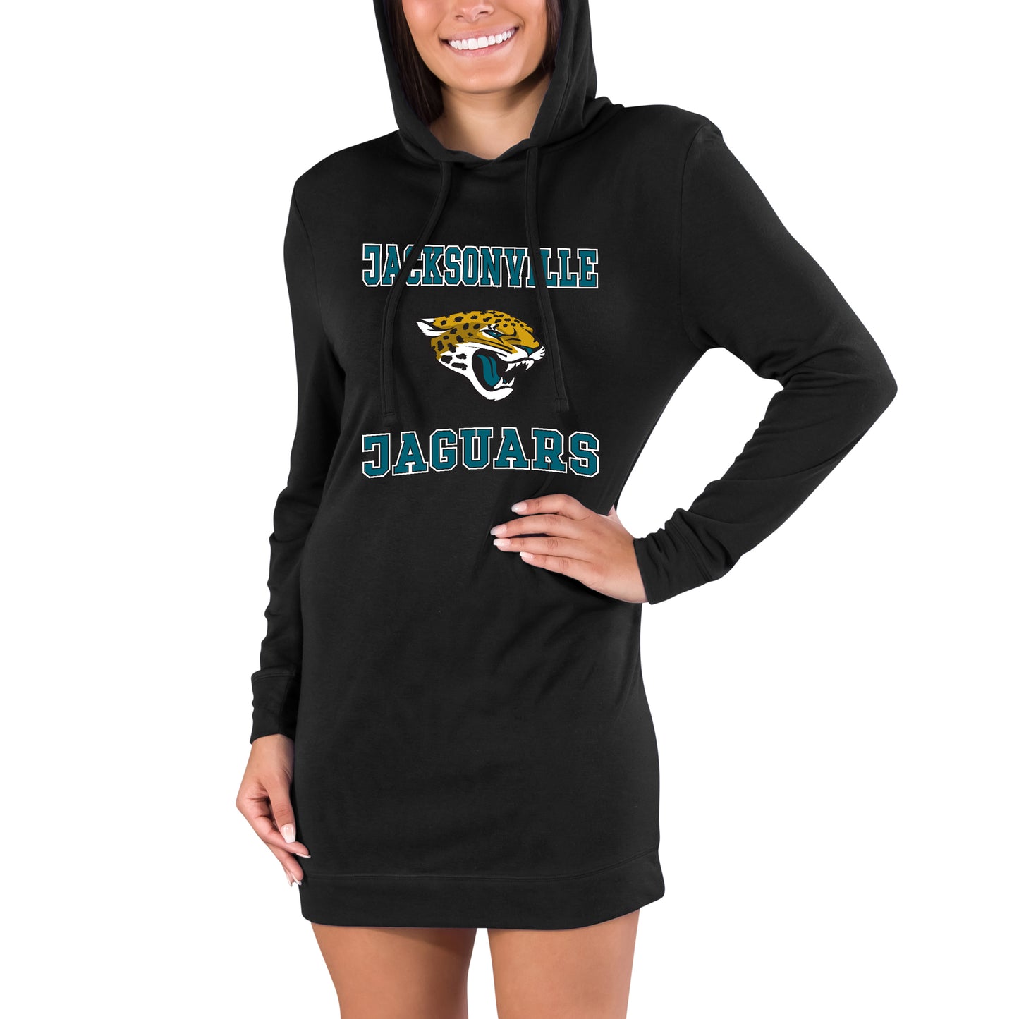 Women's Concepts Sport Black Jacksonville Jaguars Gather Long Sleeve Hoodie Nightshirt