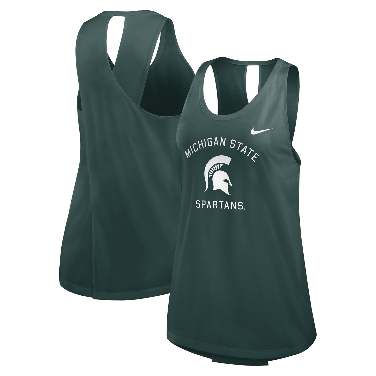 Women's Nike Green Michigan State Spartans Primetime Open Back Tank Top