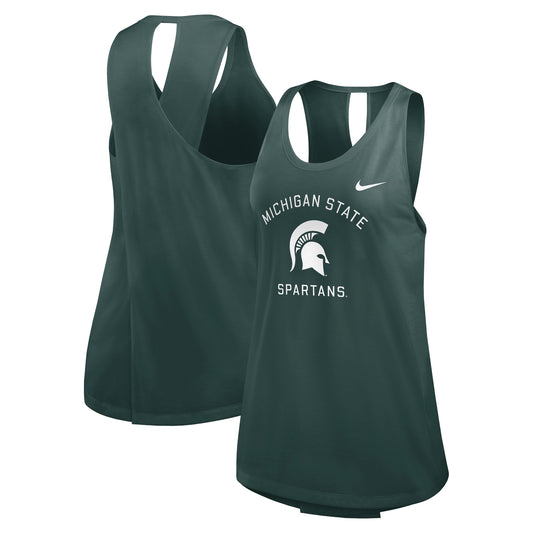 Women's Nike Green Michigan State Spartans Primetime Open Back Tank Top