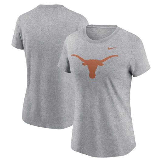 Women's Nike Heather Gray Texas Longhorns Primetime Evergreen Logo T-Shirt