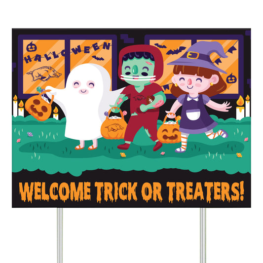 Arkansas Razorbacks 24" Welcome Trick Or Treaters Yard Sign